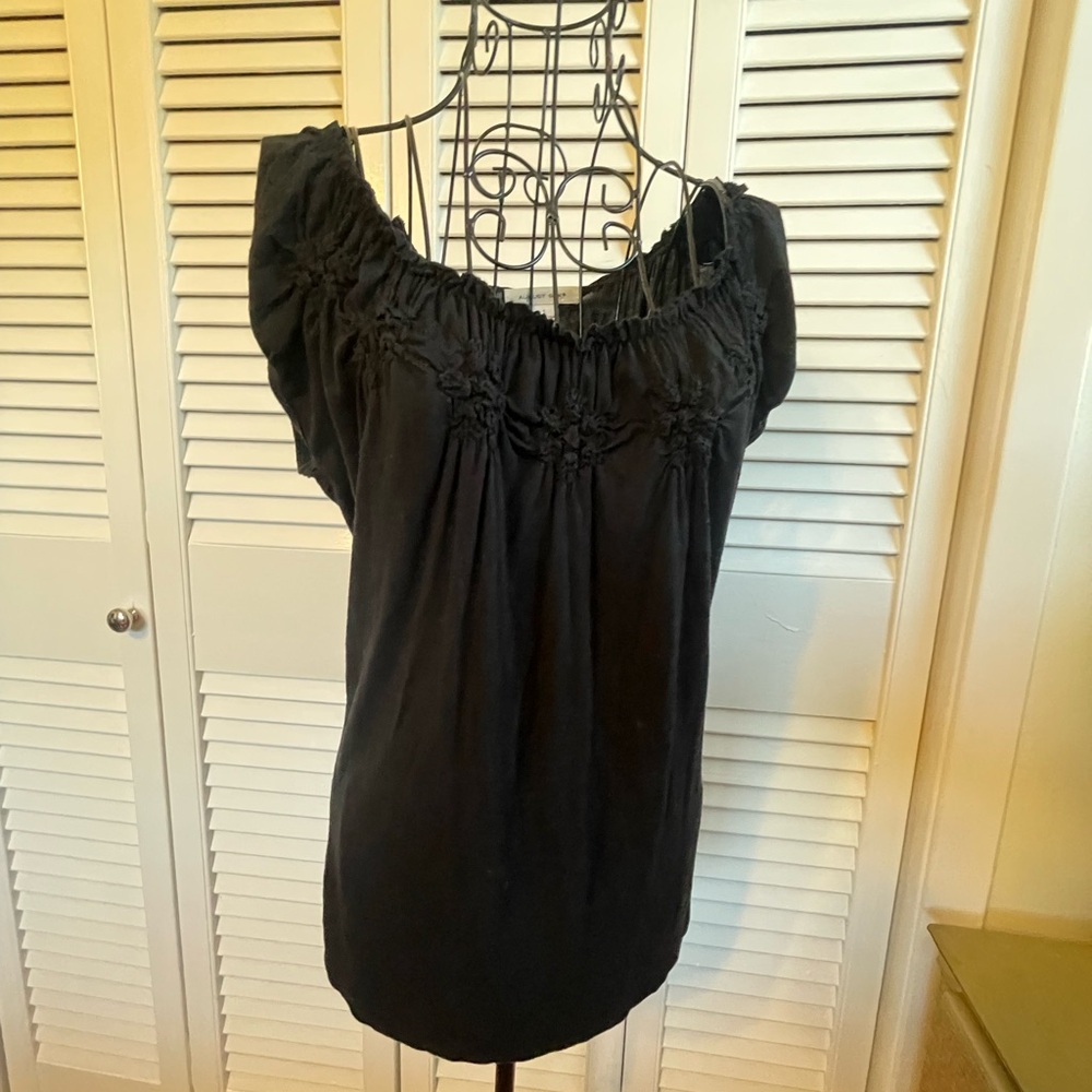 Vintage Y2K Scoop Neck Black Ladies Office Siren Blouse